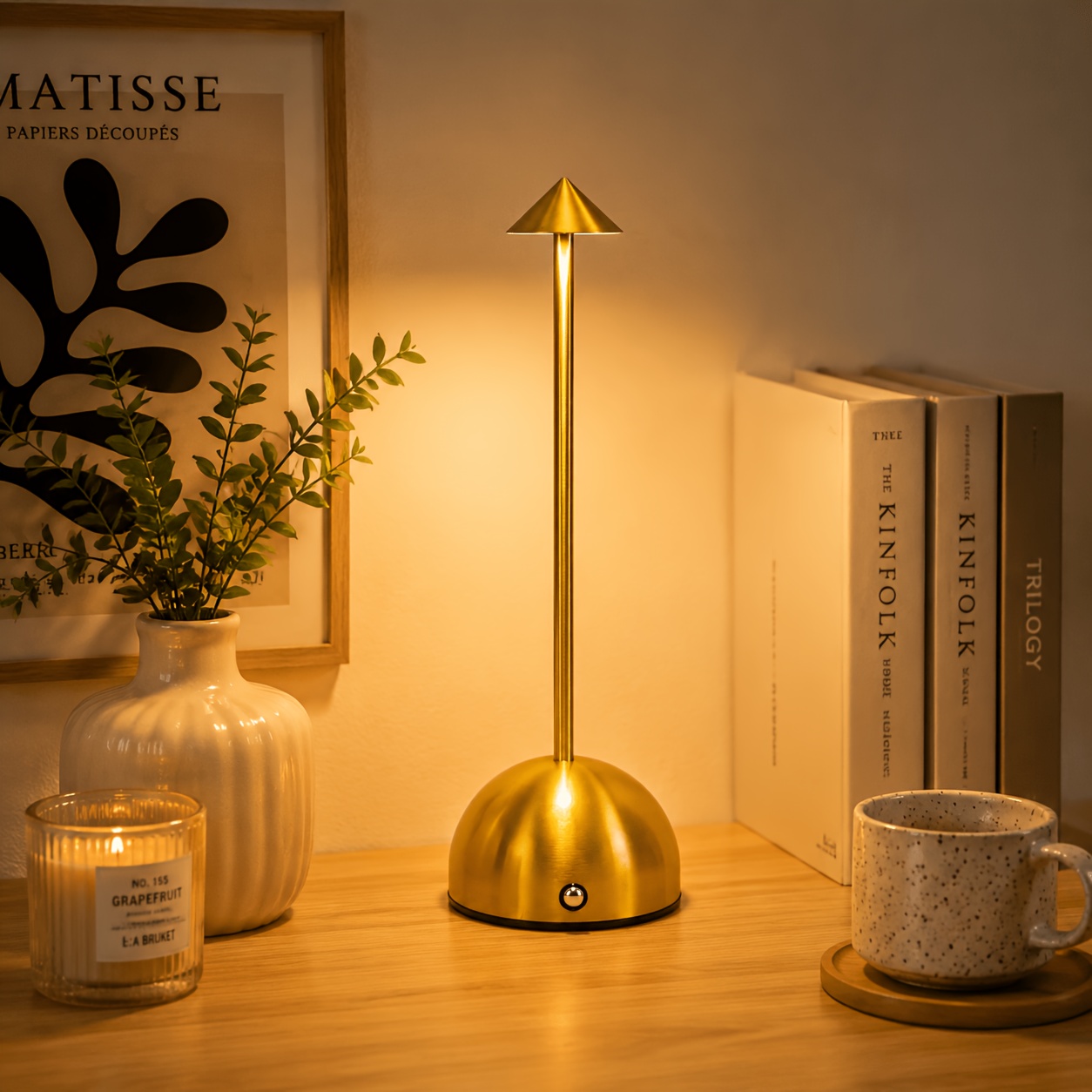 TEMU Rechargeable Office Three-color Night Light, 1800mah Lithium Battery, Smart Touch Sensor Switch, 3 Lighting , Brightness Adjustable, Lighting ,