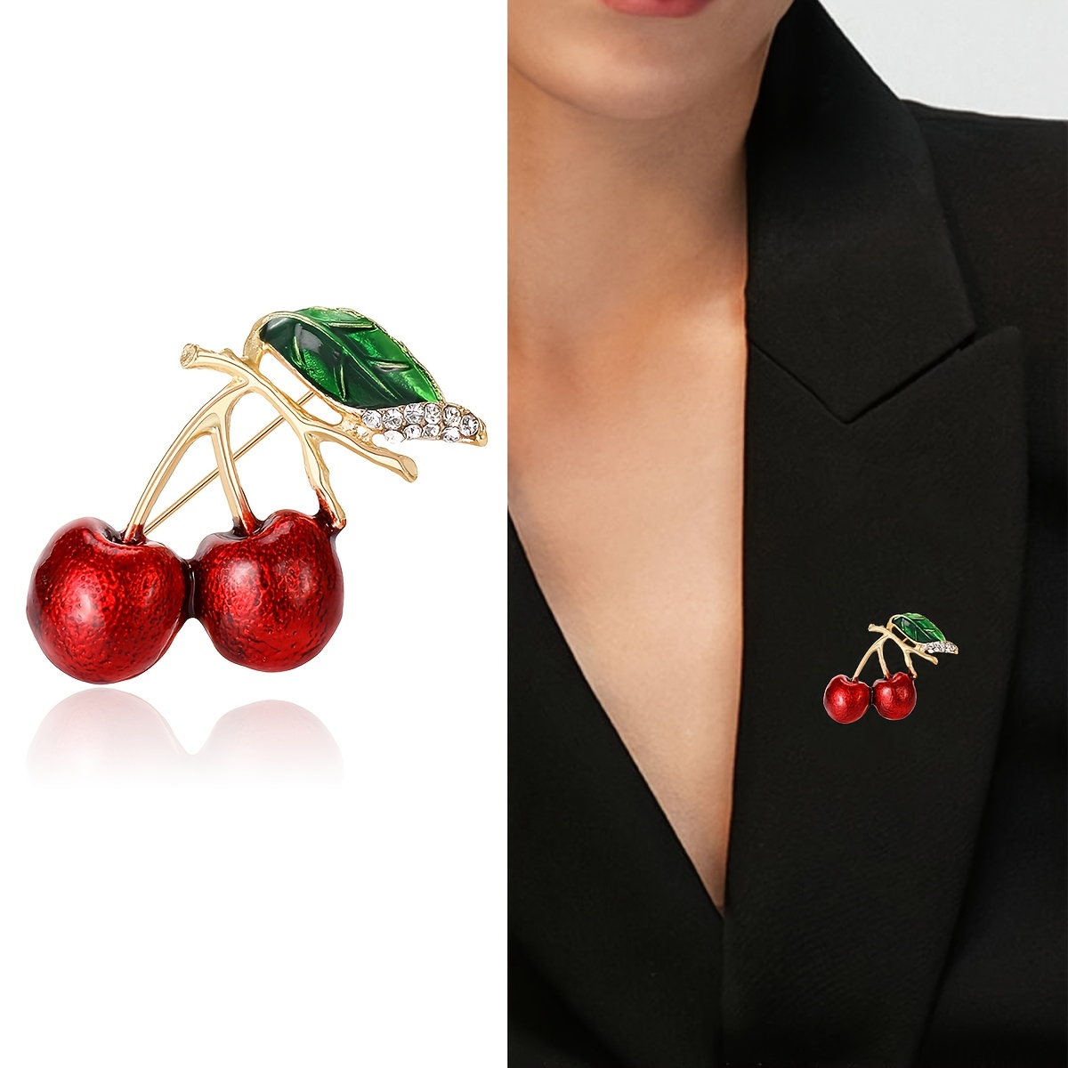 ブローチ・コサージュ Logo-print Enamel Cherry Brooch Gucci Logo-print Enamel Cherry Brooch - Runway Catalog