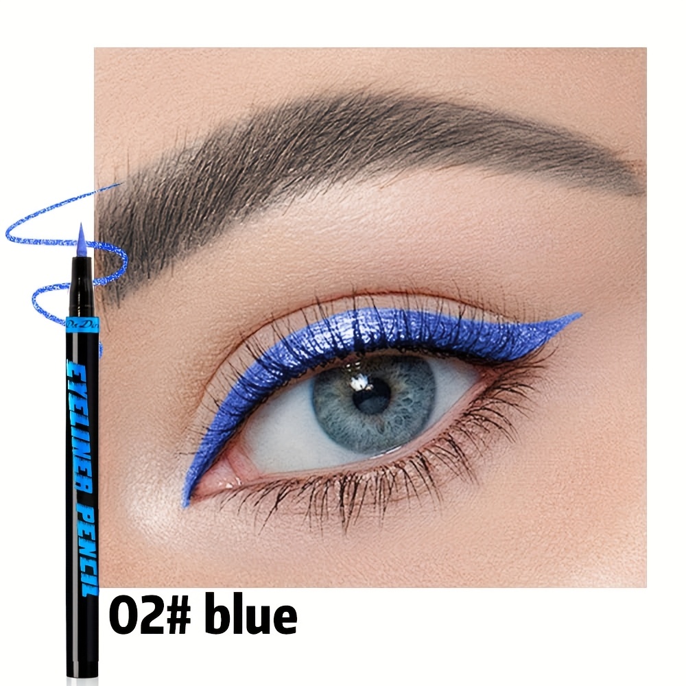 : Waterproof And Stain-resistant Metallic Eyeliner Pen. Starry Silvery | Aurora Blue | Illusion Purple | Sunset Golden | Rose Pink | Jade Green | Orange