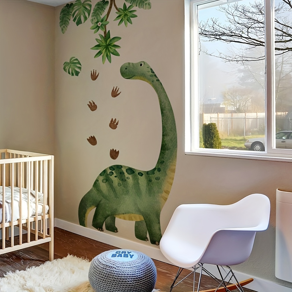 dinosaur tree wall sticker   t rex with   branches footprints self   polyvinyl chloride decal for bedroom playroom living room home decor playroom decoration jungle theme decor   sticker dinosaur decor