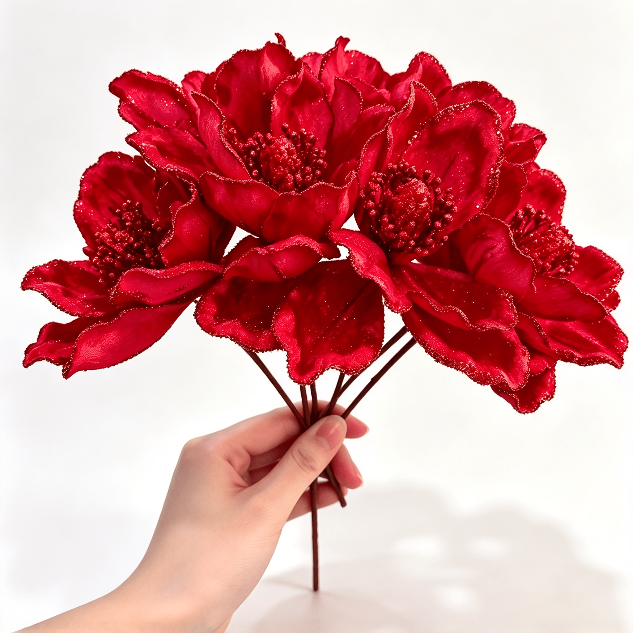 TEMU 6 pezzi Fiori Natalizi Ornamenti per Albero di Natale Artificiali per Decorazioni Natalizie, Matrimoni, Fai da Te, Ghirlande, Feste