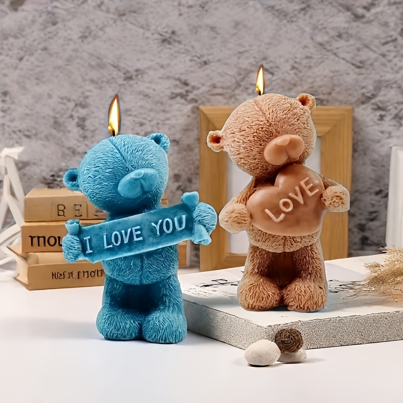 

3d Bear Silicone Mold For Diy Valentine's Day - Aromatherapy Candle, Plaster Decor & Ice Cube Making Kit