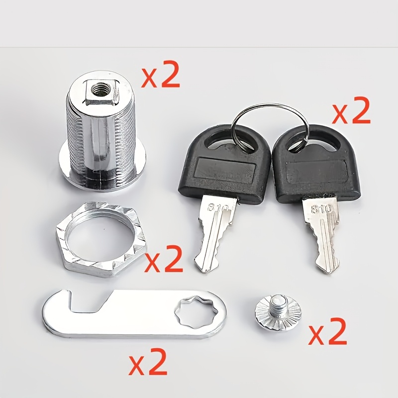 TEMU Heavy Duty Cam Lock Set (2 Sets), Inch Bore Length Alloy Cabinet Locks, Each With 2 Keys, Pick Resistant Rust Proof For Drawer File Cabinet