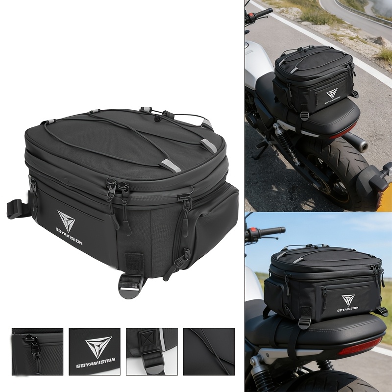 E-shop Motorrad Hecktasche Schwarz Erweiterbarer Reise-Rucksack für Motorradfahrer Gepäck Rücksitztasche für BMW R1300GS R1300 2023-2025