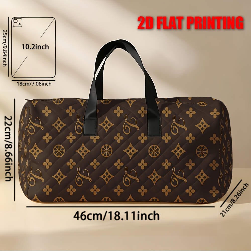TEMU Brown Pattern L Large Capacity Shoulder Portable Crossbody Bag, 2d Printed Pattern, Perfect For Travel, Sports, Swimming, Yoga, And Fitness.