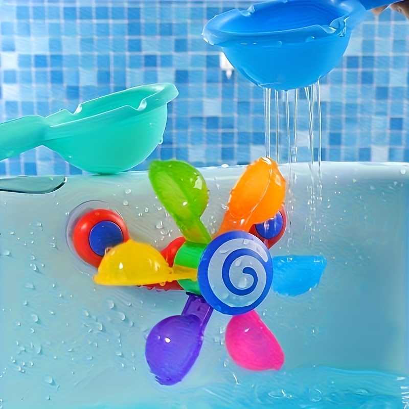 Fun Bathtub Windmill Toy, Very Suitable for Youngsters, Suitable for Bathroom and Outdoor Swimming Pool, Exquisite Gift for Youngsters Over 18 Months (Random Color) (with Two Spoons)