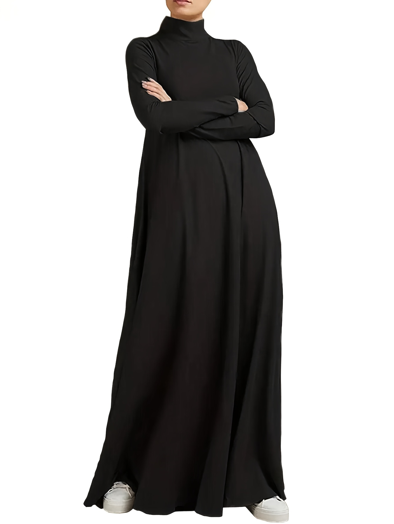 womens elegant long sleeve kaftan dress high neck - Temu