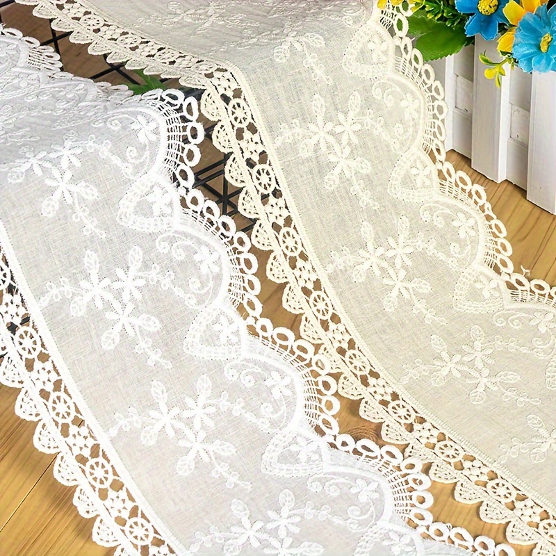

Delicate Embroidery Cotton Lace Trim Fabric, 1 Yard By 15.5cm, Floral Patterned Lace Ribbons For Diy Crafts And Apparel Sewing Accessories - Beige And Apricot