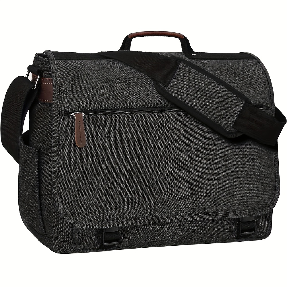 Image of Eshow Men's Crossbody Bag, Messenger Bag, Suitable For 15.6-inch Laptop Bag, High-end Men's Bag, Canvas Bag, Work Bag, University Casual/black, Local Warehouse, Halloween/christmas