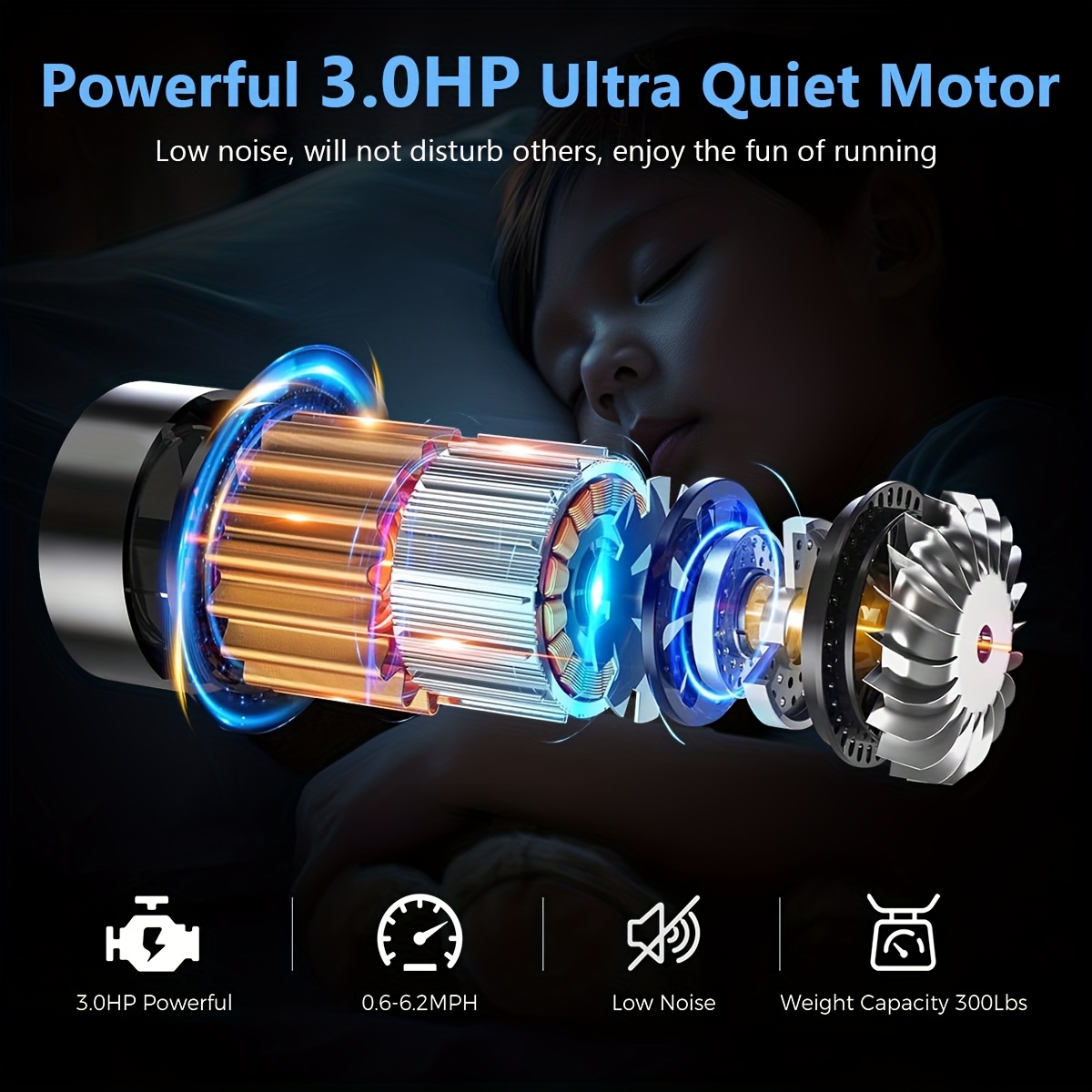 [Portable Treadmill] 3.0HP Foldable Portable Home Treadmill | Load-bearing 300 LBS, Small Home Office Walking Treadmill, Armrest, LED Display, Walking Jog, Plug-in