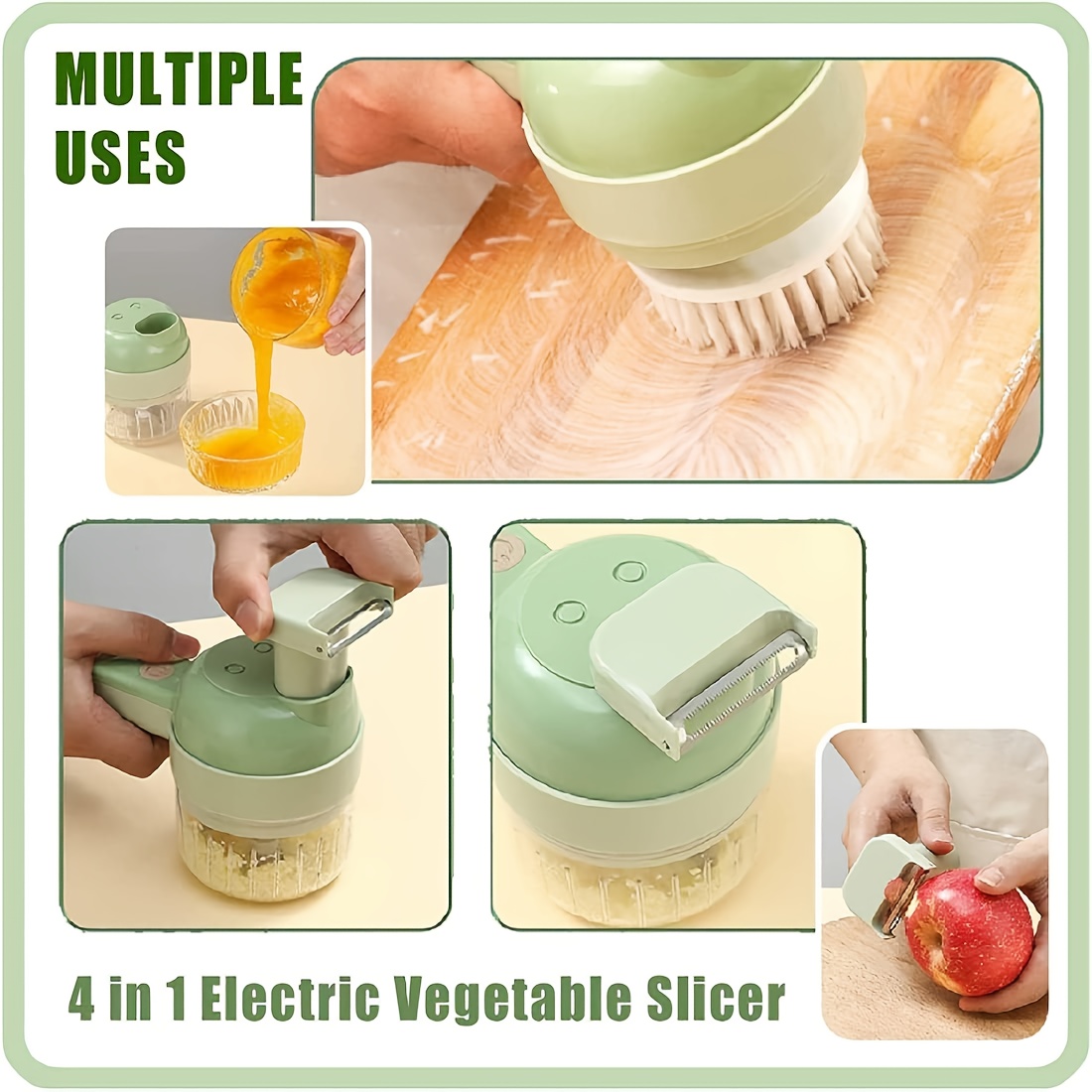 kitchen small appliance multifunctional food chopper 5 in 1 handheld electric vegetable cutter for home use portative eletric fruit and veggie   blender combo rechargeble wireless processor   used as an electrical brush suitable for   onion celery ginger etc cooking prep assistant modern kitchen tool easy to hold stylish utensil Product details 3