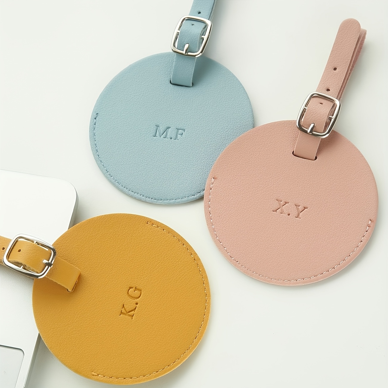 Personalized Round Luggage Tag with Initial, Custom Travel Accessory