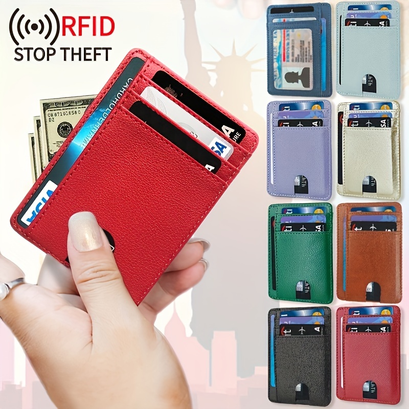 

Slim Rfid Wallet With Rfid Blocking, Pu Leather, Multiple Card Slots, Compact And Lightweight Design For Men And Women