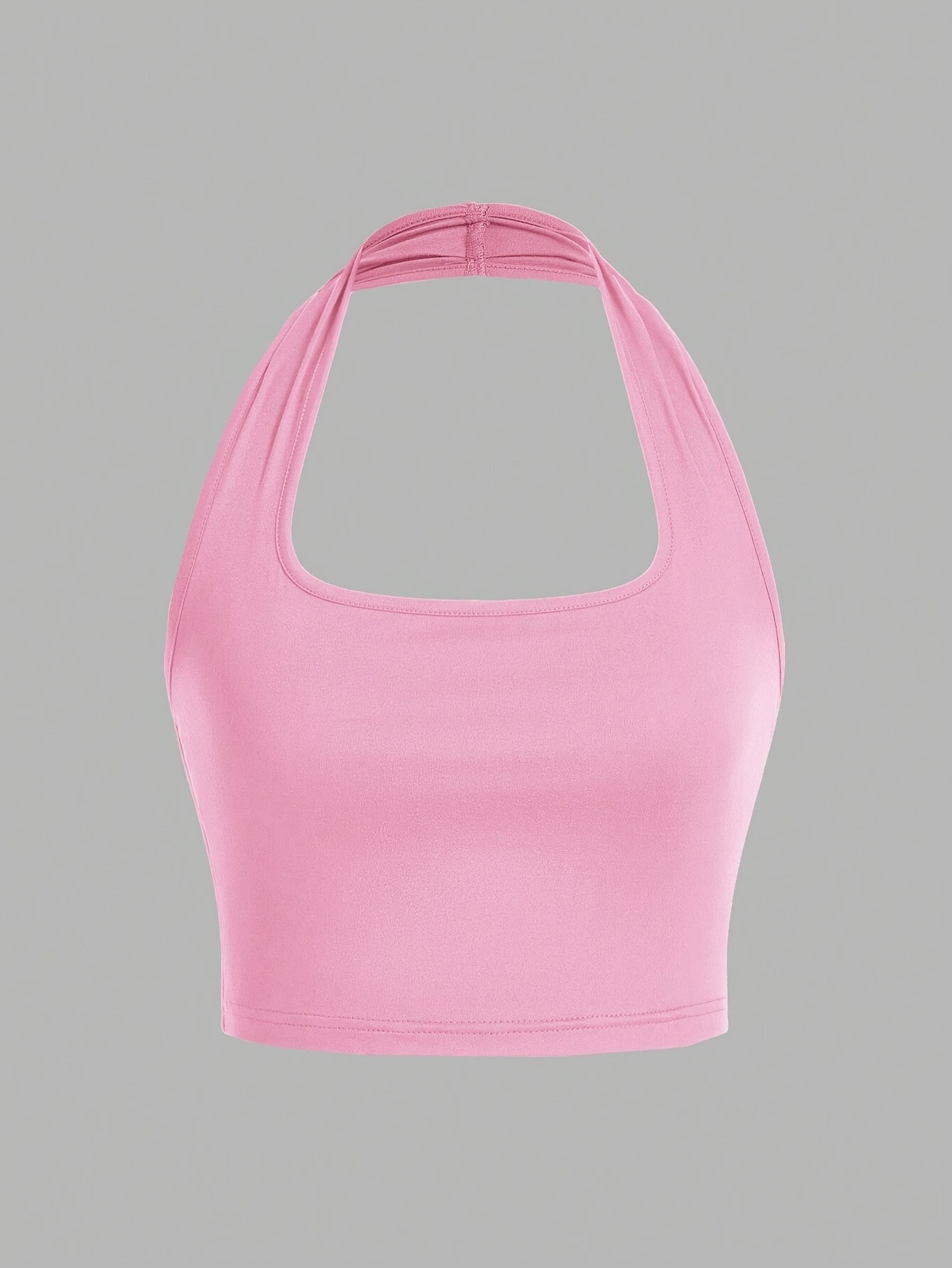 Women's White Halter Neck Sports Crop Top - Stretchy Breathable Backless Tank Top for Summer Workouts & Casual Wear, Machine Washable Sleeveless Shirt, Gym Apparel, Smooth Texture