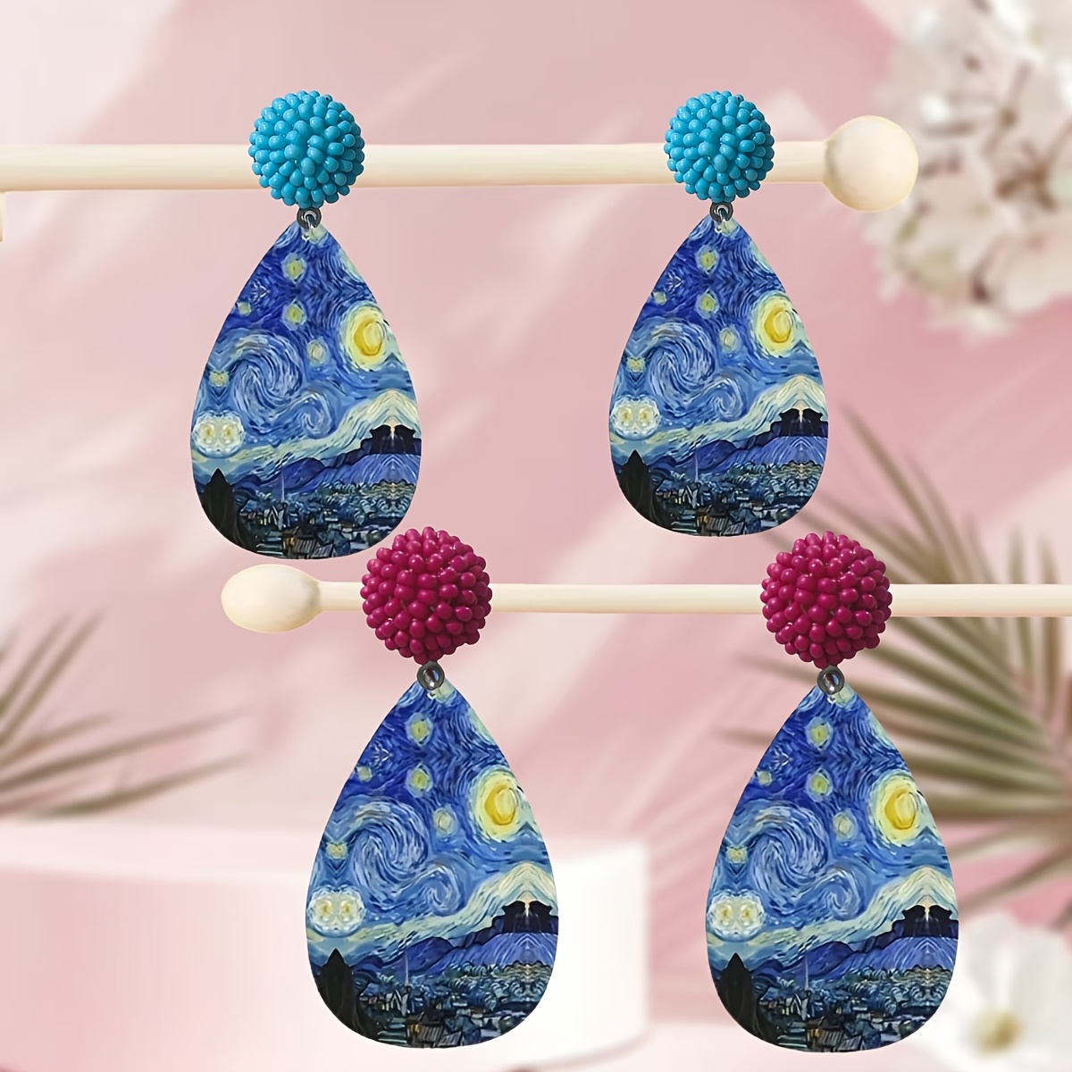 Handmade Vintage Artistic Van Gogh Starry Night Teardrop Bracelet