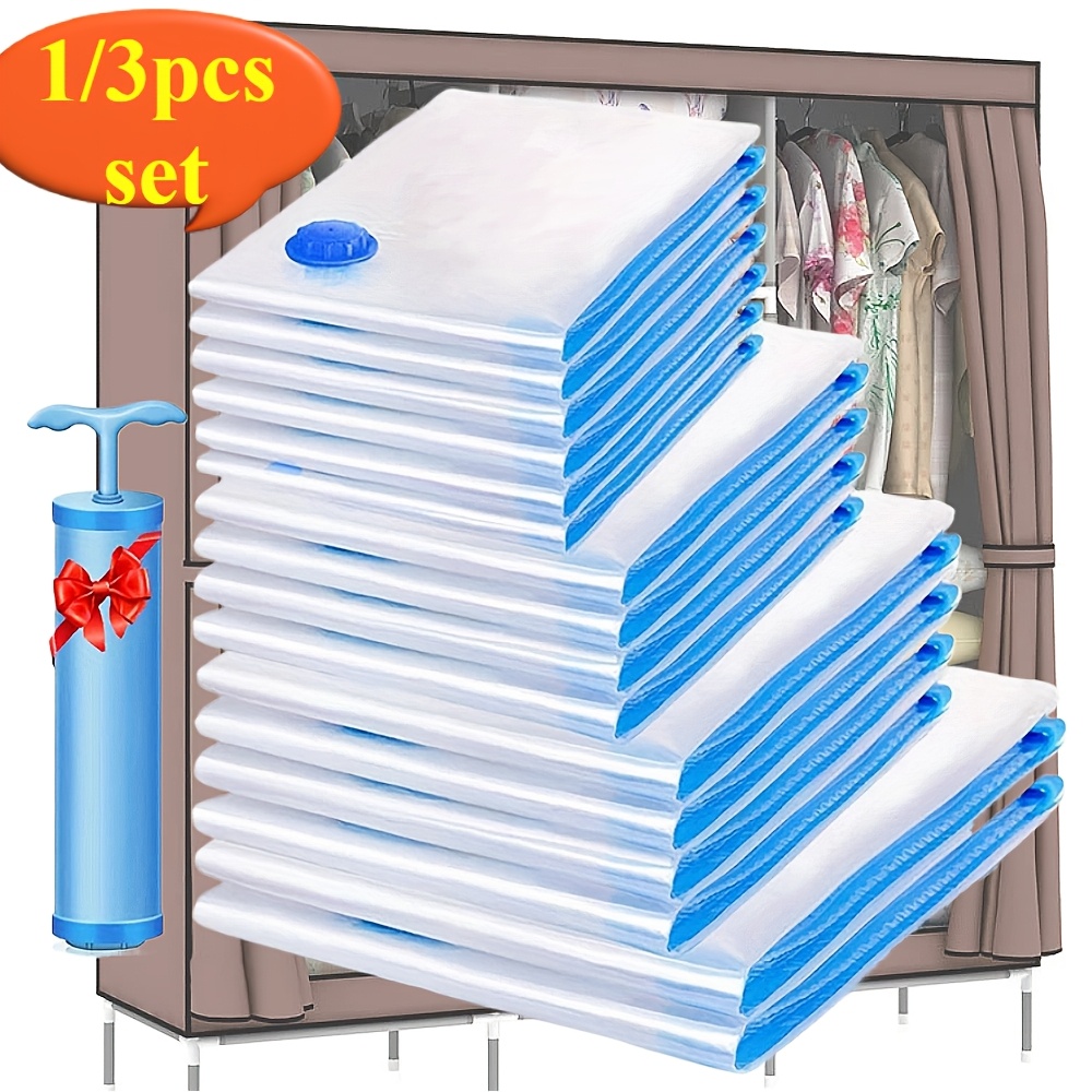 

Space-saving Vacuum Storage Bags With Hand Pump - Leakproof & -resistant For Clothes And Blankets, Multiple Sizes