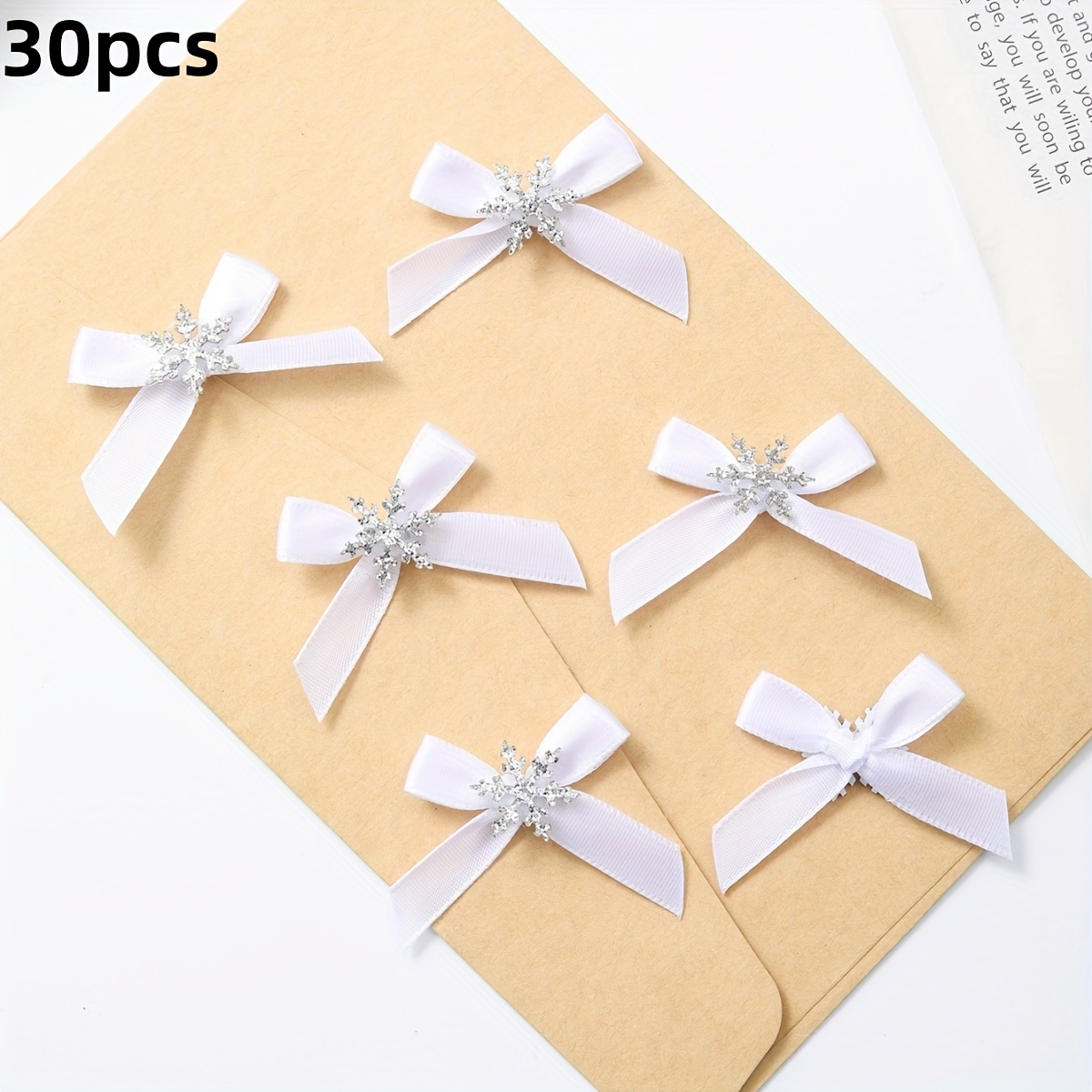 TEMU 30pcs Nœud de de neige de couleur unie, cadeaux de Noël, emballage, accessoires pour cheveux, sac, pendentif, nœud papillon, matériel