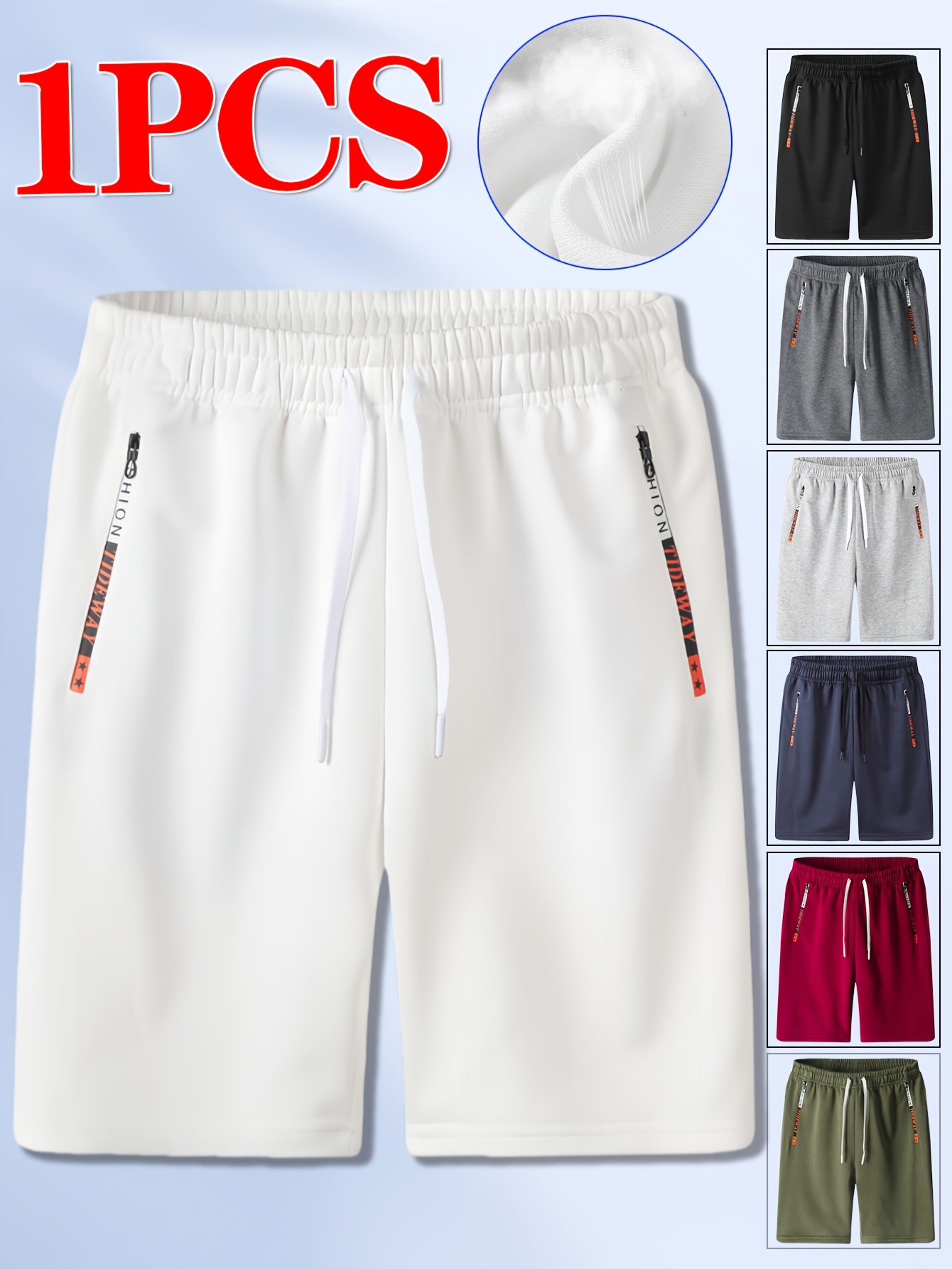 1pc Men's Breathable Knit Athletic Shorts with Elastic Waist & Zipper Pockets - Moisture-Wicking Workout Shorts for Running, Gym, Training, Beach - Multi-Color Options, Smooth Texture Fabric