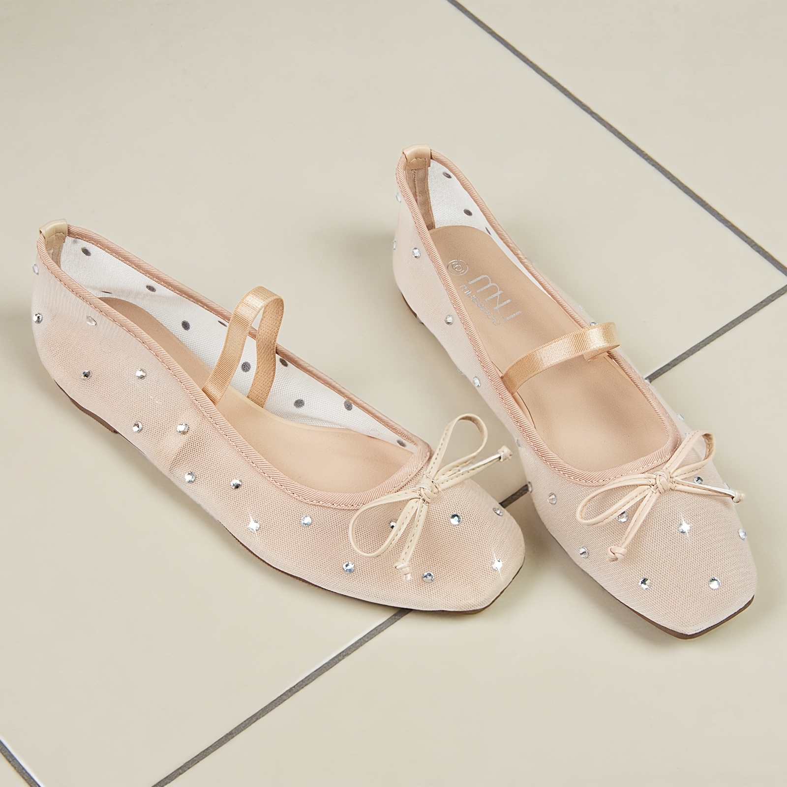 womens ballet flats square toe bow knot - Temu