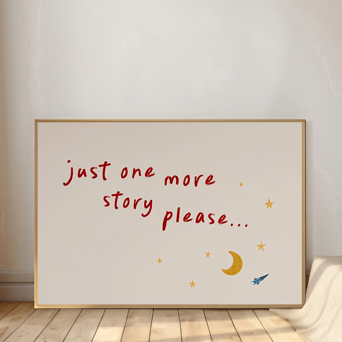 TEMU 2d Flat, 1pc Frameless " " Poster - Reusable Modern Minimalist Cartoon Lettering Wall Art Suitable For Living Room, Bedroom, Kitchen Decor,,