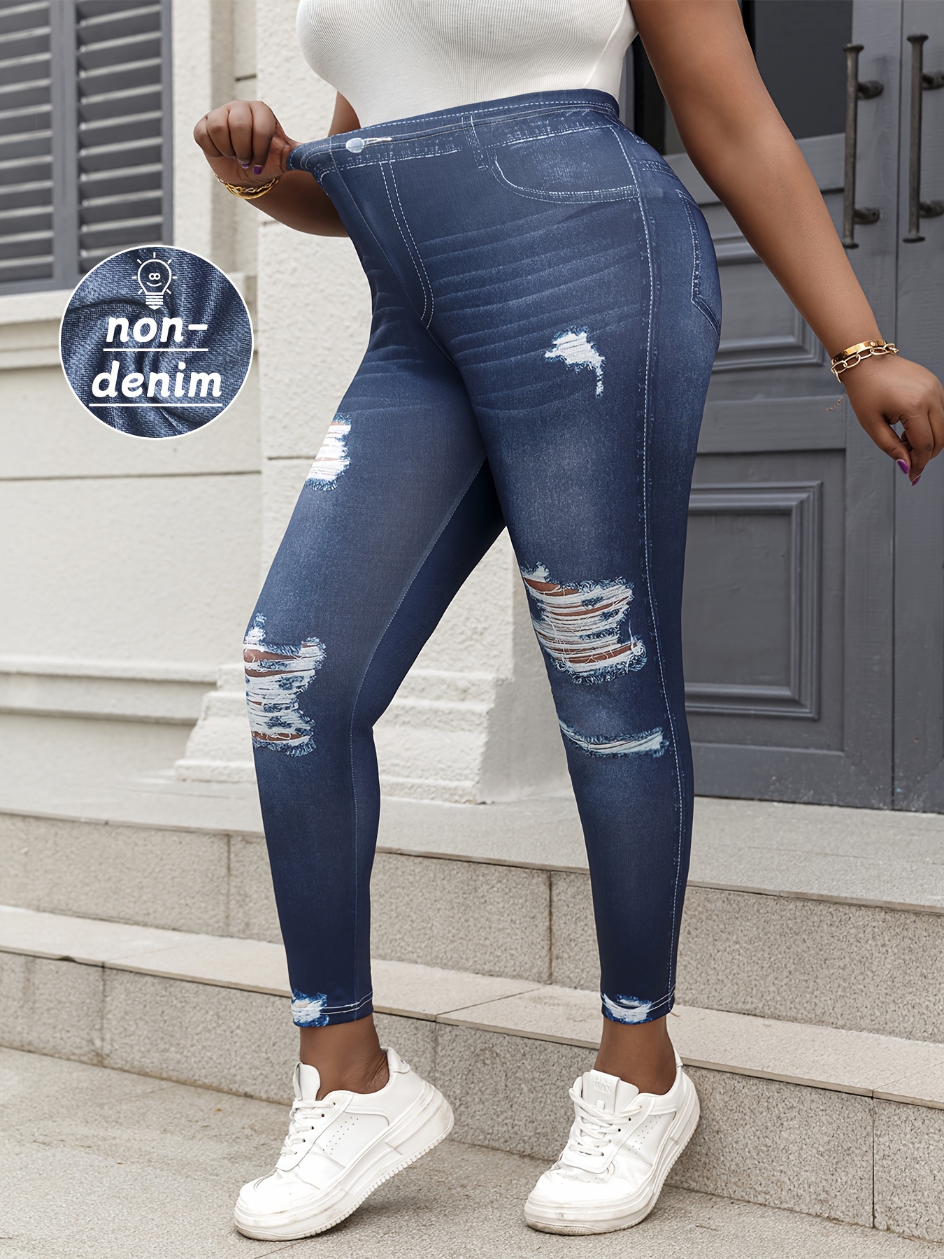 Plus size distressed leggings hotsell