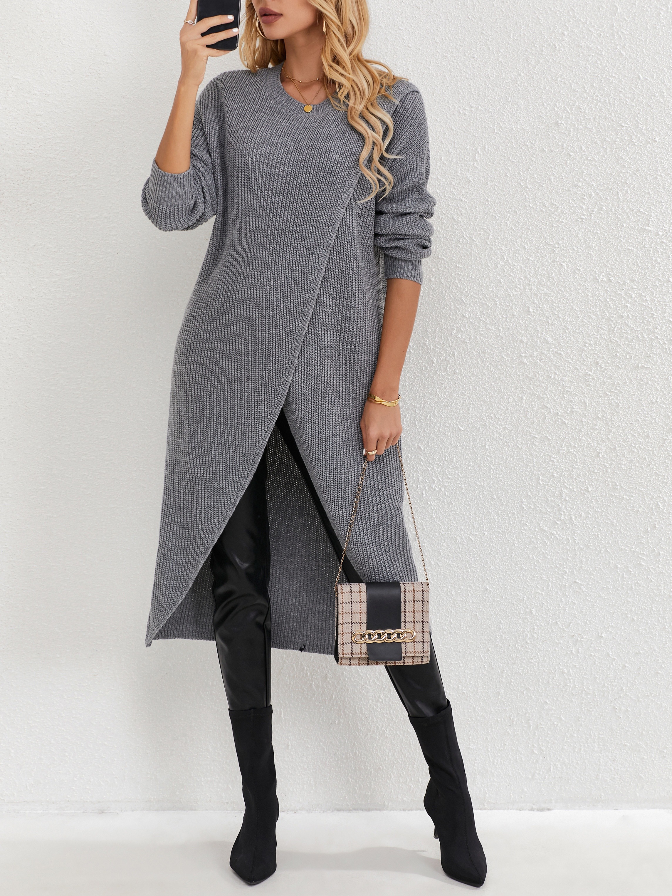 robe pull à rayures décontractée femmes longue col Temu Switzerland