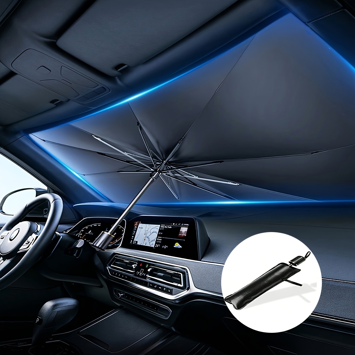 TEMU Portable Upgraded Sunshade, High- Heat-insulating Sun Visor, High-density Light-blocking Fabric, Car Windshield Sun Shade, Foldable Car Sun