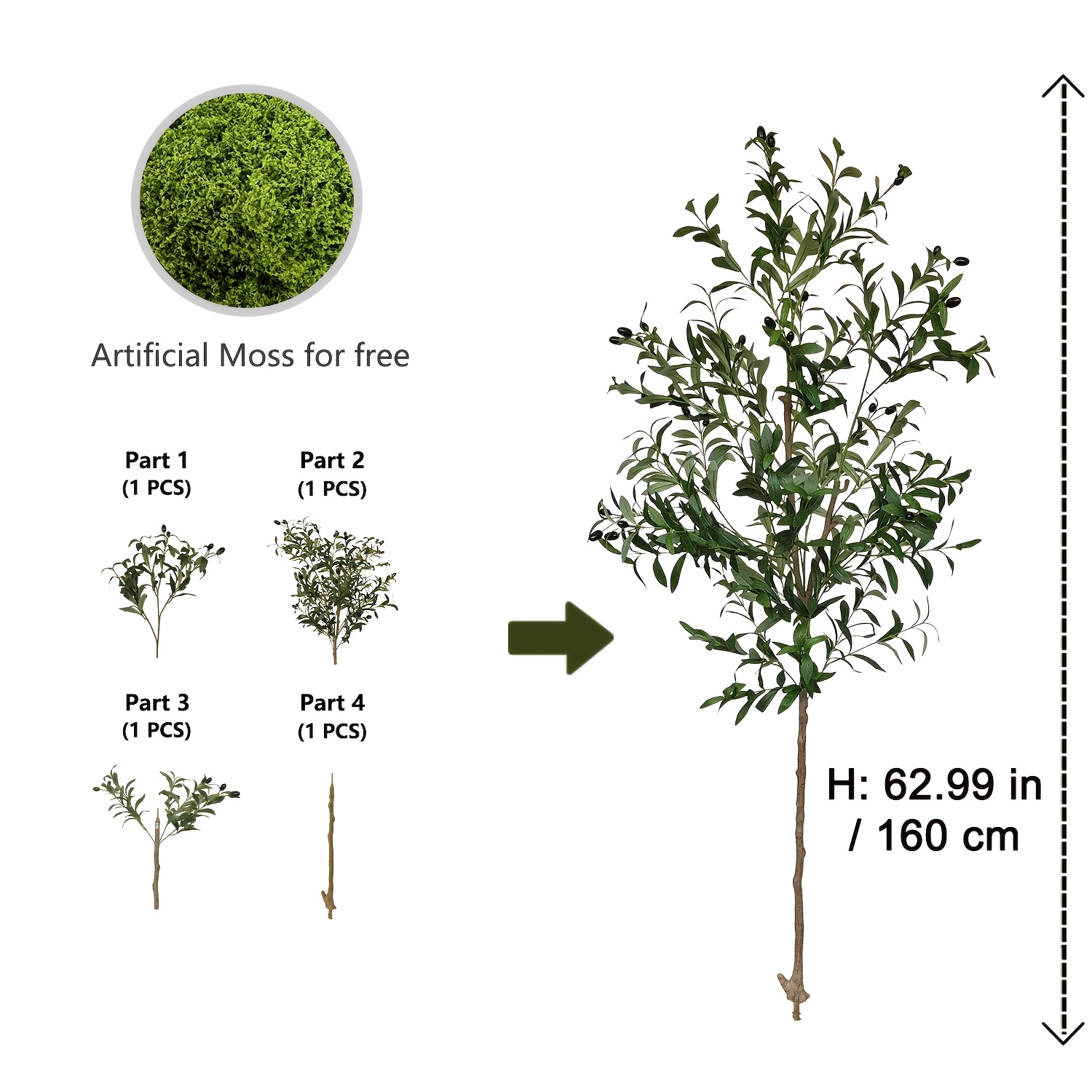 Image of 1pc Artificial Olive Tree, Ideal For Living Room, Garden, Wedding, Party, Holiday Olive Tree Decoration, Home Decor Artificial Tree, Outdoor Decoration, Christmas, Thanksgiving, Holiday Decor