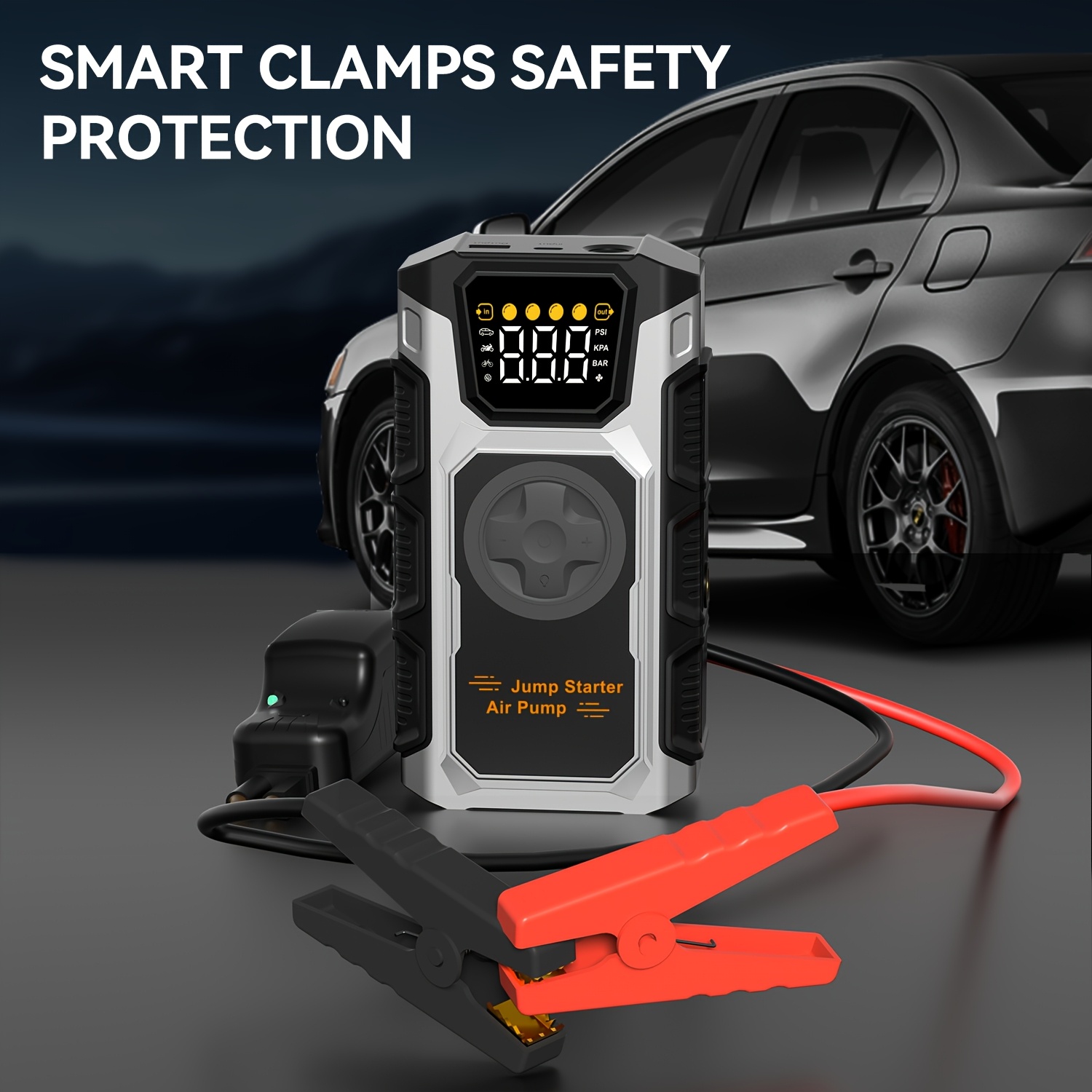 TEMU Démarreur de voiture portable, démarreur de batterie portable 8000A crête, boîtier de démarrage pour batterie de voiture, démarreur portable 12V