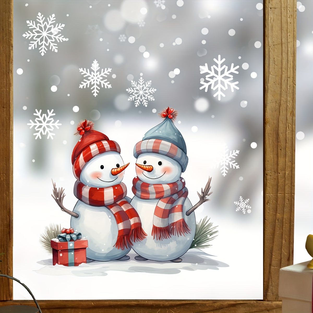 

Christmas Snowman Window Cling - 1pc Self-adhesive Wall Decal, Removable Pvc Sticker For Bedroom, Living Room & Entryway Decor, Wall Sticker, Christmas, Snowman, Home Decoration