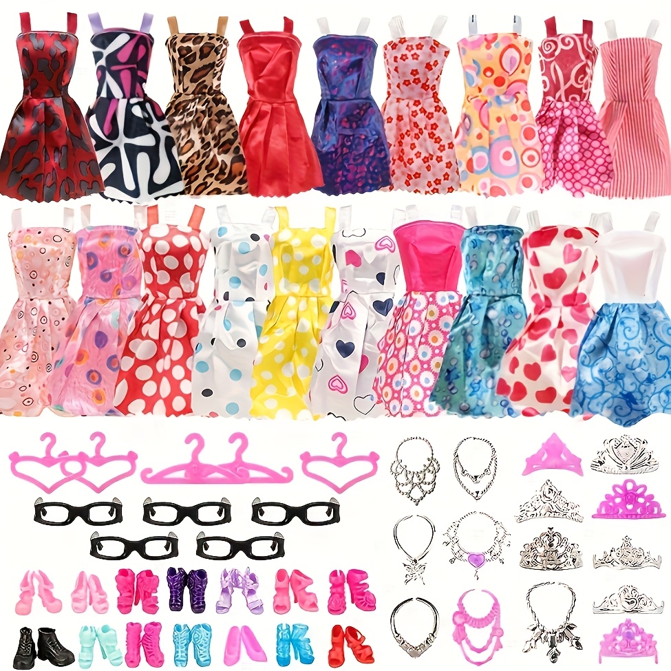 Set De 42 Piezas De Ropa Y Accesorios Para Muñecas – 15 Faldas, 10 Zapatos, 12 Joyas Y 5 Bolsos, Compatible Con Muñecas De 11,5 Pulgadas