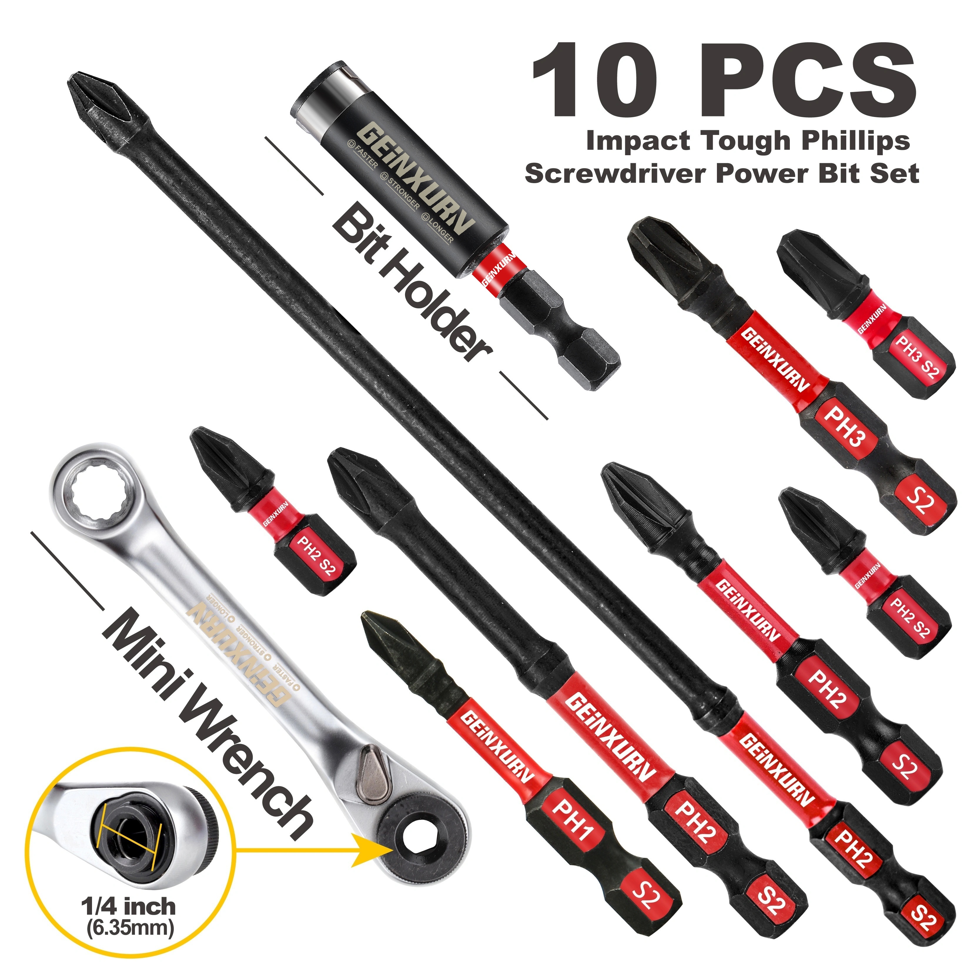 Phillips #1#2#3 Screwdriver Power Bit Set, Insert Bit Set, Ph1 Ph2 Ph3