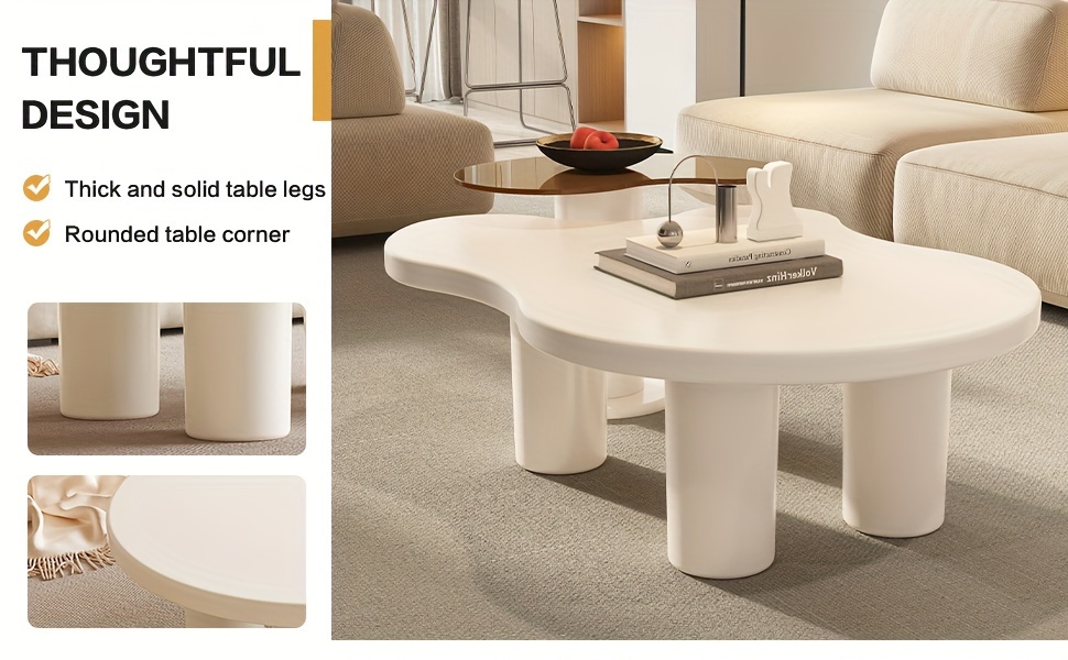 embedded 2pcs coffee table set tempered glass small edge table   coffee table milky white 2 in 1 modern coffee table suitable for coffee tables in living rooms and bedrooms small space easy to assemble details 2