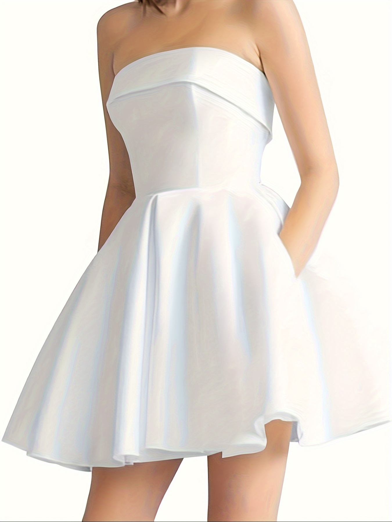 satin homecoming dresses teens 2024 strapless short prom - Temu