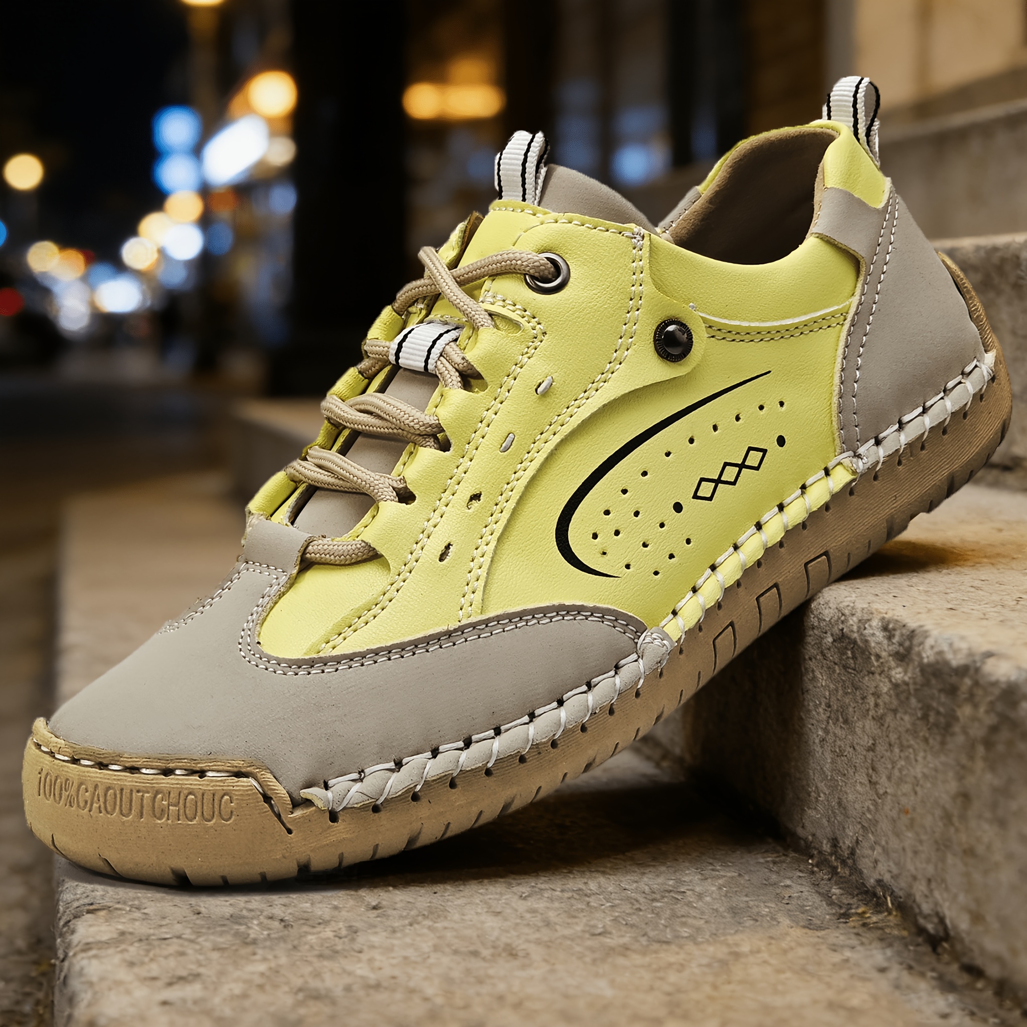 Image of Geaino Women's Handmade Round Toe Sneakers - Lace-up Solid Shoes With Upper And Cushioned Sole, Minimalist Casual Athletic Footwear Suitable For Gym, Casual Attire, Use, Women Shoes