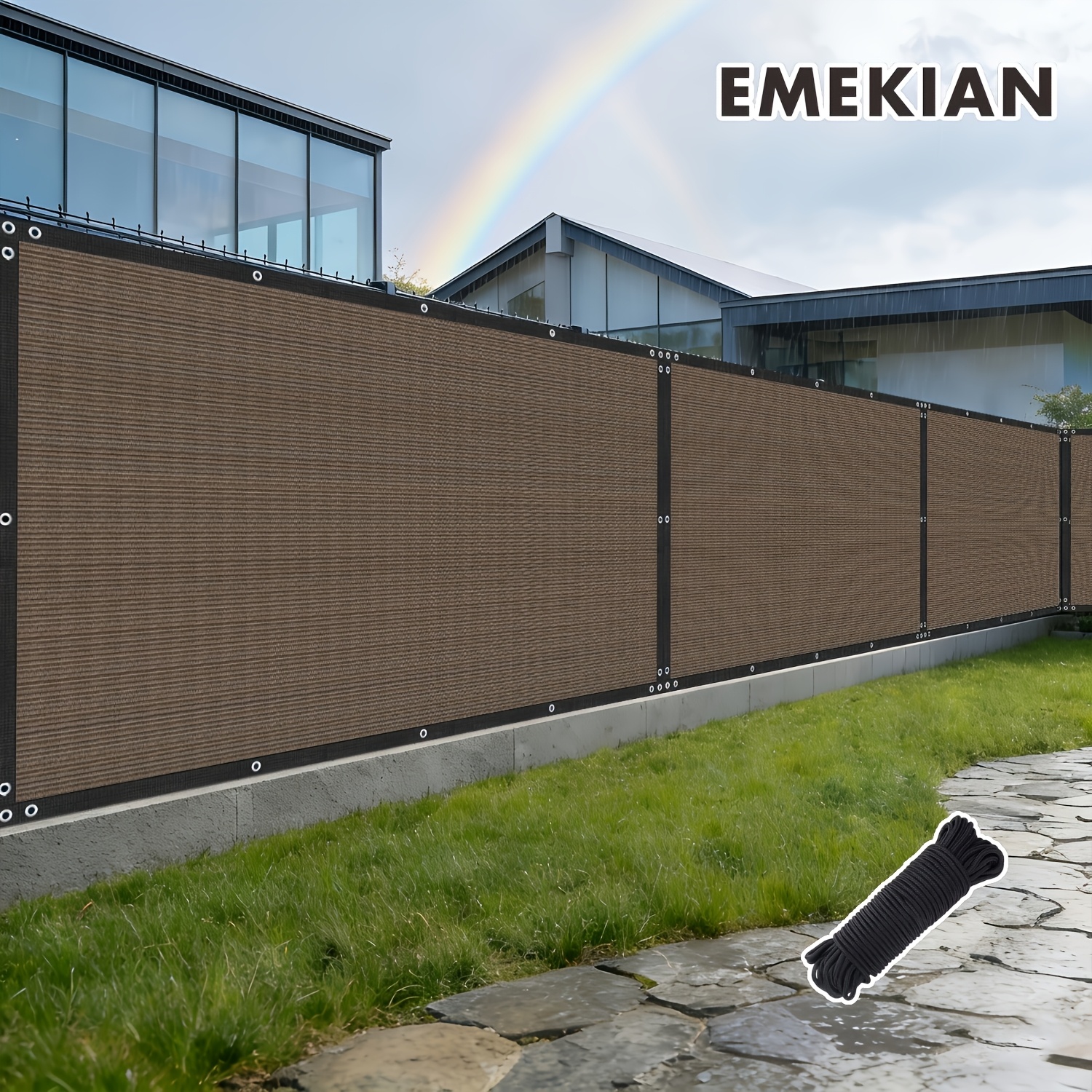TEMU [2d Flat] 1pc High-density And Light-blocking Outdoor Privacy Screen, Hdpe Tight Weave Uv-resistant And Tear-resistant, Weather-resistant And