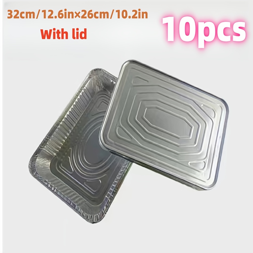Image of 10/25pcs 32cm/12.6in * 26cm/10.2in Outdoor Artifact! -capacity Tin Foil Baking Tray Is Super Suitable For Barbecue, Baking And Baking. To Carry And Free Of Washing, Allowing You To Enjoy Food .