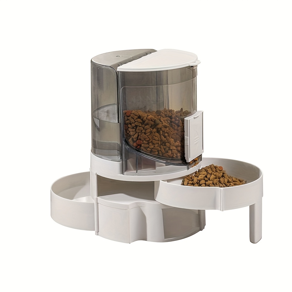 Automatic Cat Food & Water Dispenser With Dual Compartment Storage, Integrated Bowls & Transparent Portion Control - No Batteries Needed, Sleek Dark Gray Pet Feeder For Dry/wet Food , , Material, Busy