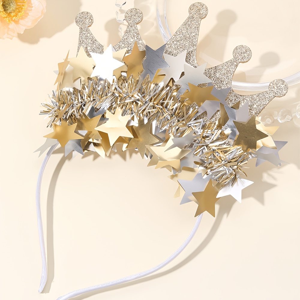 TEMU 1pc Headband For Women Sparkly Tinsel Hair Hoop With & Novelty Party Hair Accessory Ideal For New Year Celebrations Bachelorette Parties Music
