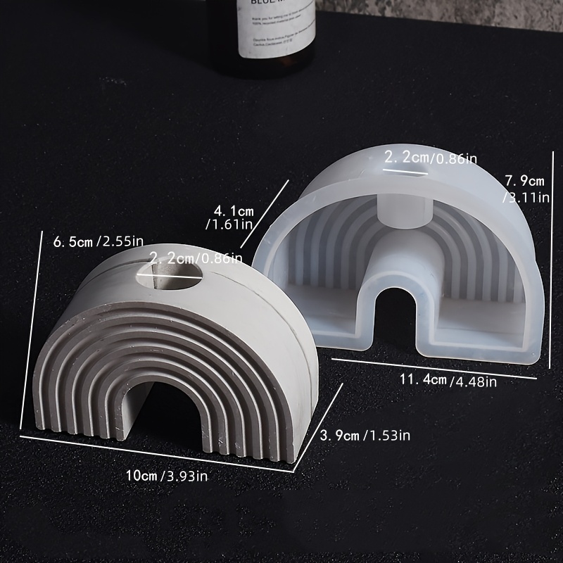 Rainbow Silicone Mold For Candle Holders & Jewelry Storage Boxes – Versatile Crafting Tool For Concrete, Cement, Clay, And Plaster Projects With Heart Cutouts & , Candle Molds Silicone