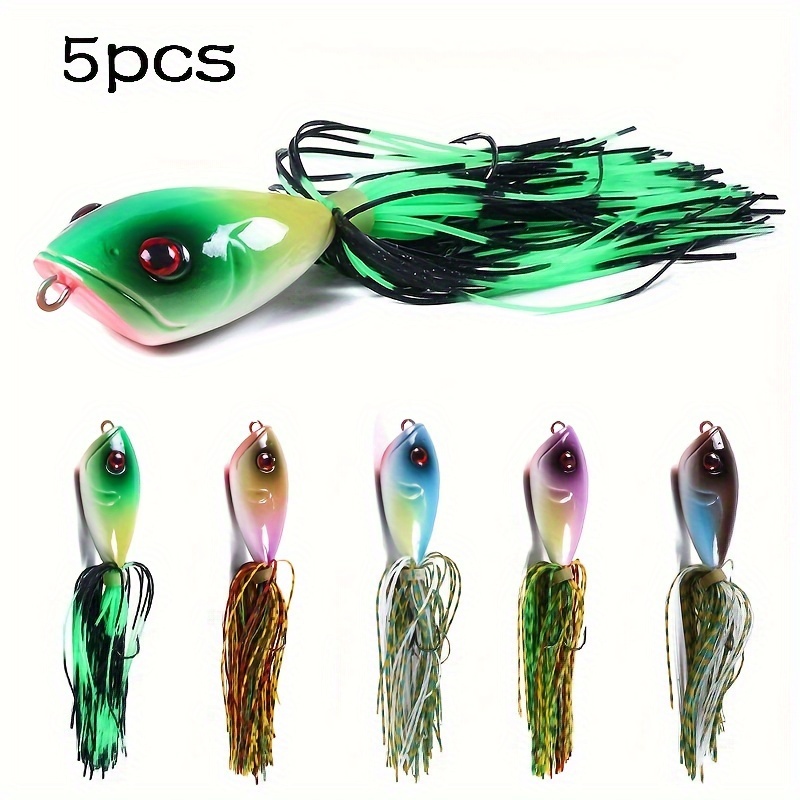 

Frog Lures 5pcs Set, Tpe Popper Fishing , Soft Body Swimbaits For Bass Pike Freshwater Saltwater