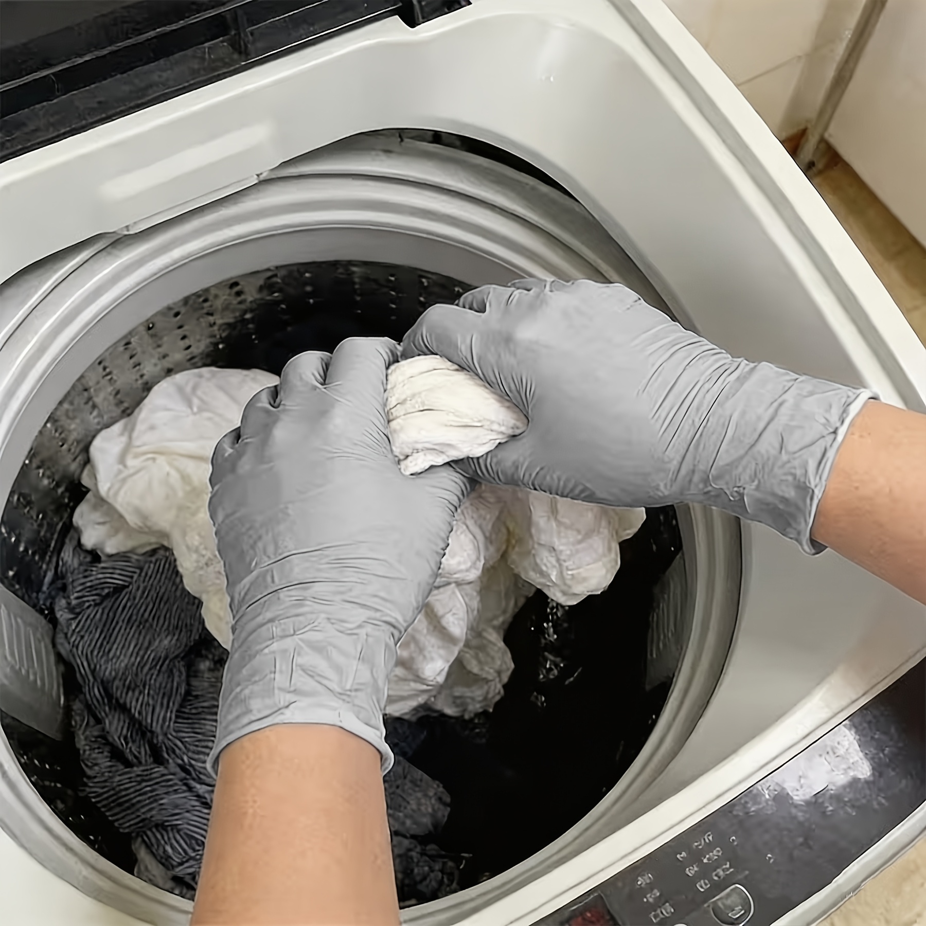 TEMU Gants en nitrile gris à haute élasticité, ambidextres, adaptés pour , la vaisselle, le nettoyage domestique, l'extérieur, et de bain. poudre,