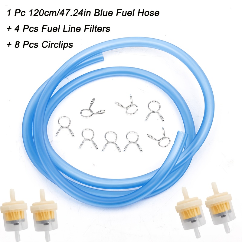 TEMU 1.2M Universal Motorrad Farbige Kraftstoffschlauch-Set mit 4 Stück Kraftstofffiltern und 8 Stück Schlauchclips, passend für Dirt Bike, Roller,
