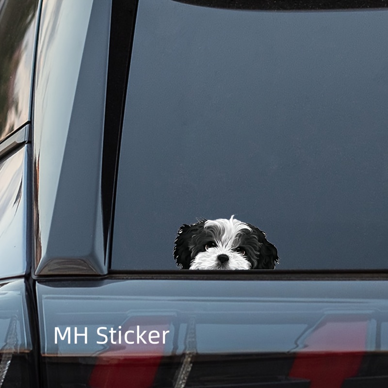 

1pc Cartoon Shih Tzu Vinyl Sticker, Matte , Self-adhesive, Irregular Shape, Animal Theme, For Laptops, Cars, Windows, , Trucks, Refrigerators - Black & White