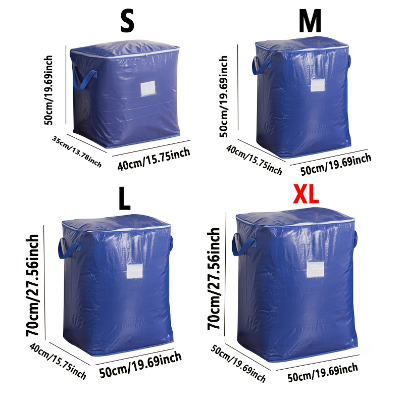 TEMU Pe Material Moving Bag, Blue Easy Design - Durable Polyethylene Moving And Travel Storage Bag, Large Reusable Clothes Organizer Bag For Home