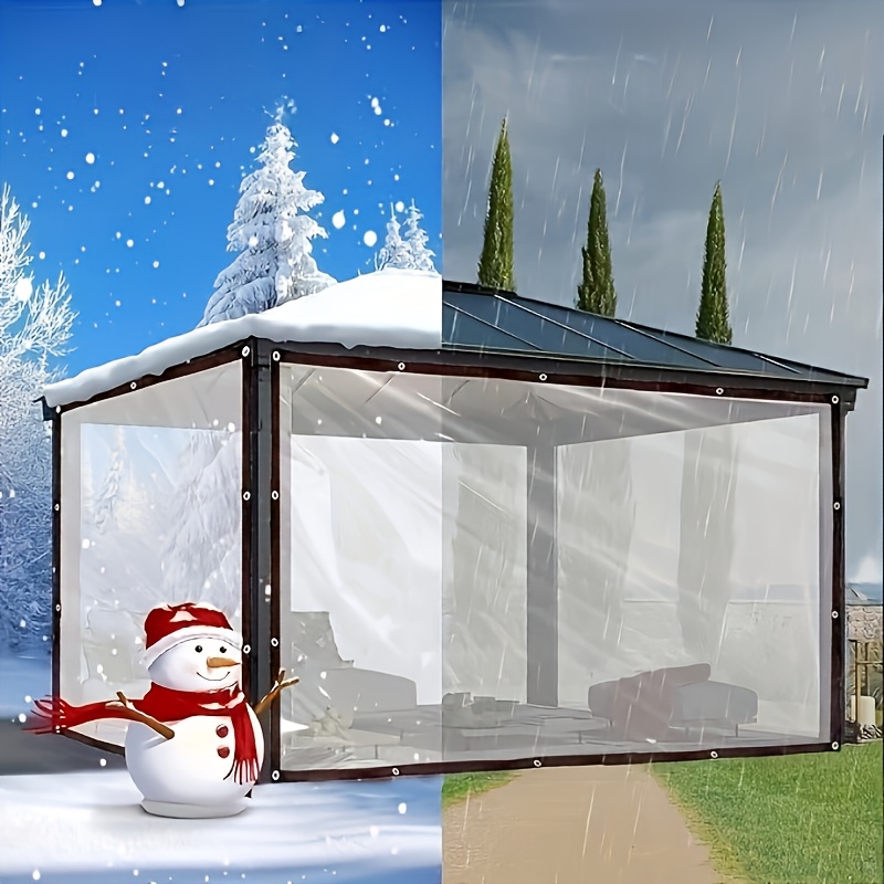 

1pc Heavy-duty Transparent Waterproof - Plastic Cover For Patio, Greenhouse, Garden, Chicken Coop, Porch - Protection Against Rain, Dust, Wind & Snow, Porch Shelter|sleek Protective | Plastic Material