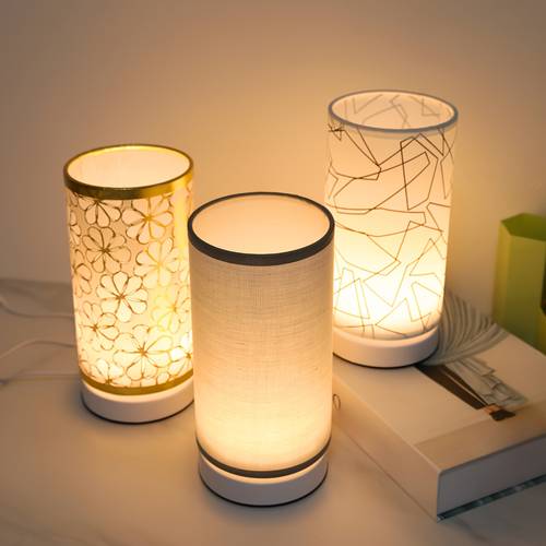 1pc modern fabric table lamp usb powered with switch control warm light ideal decoration for bedroom living room study office or