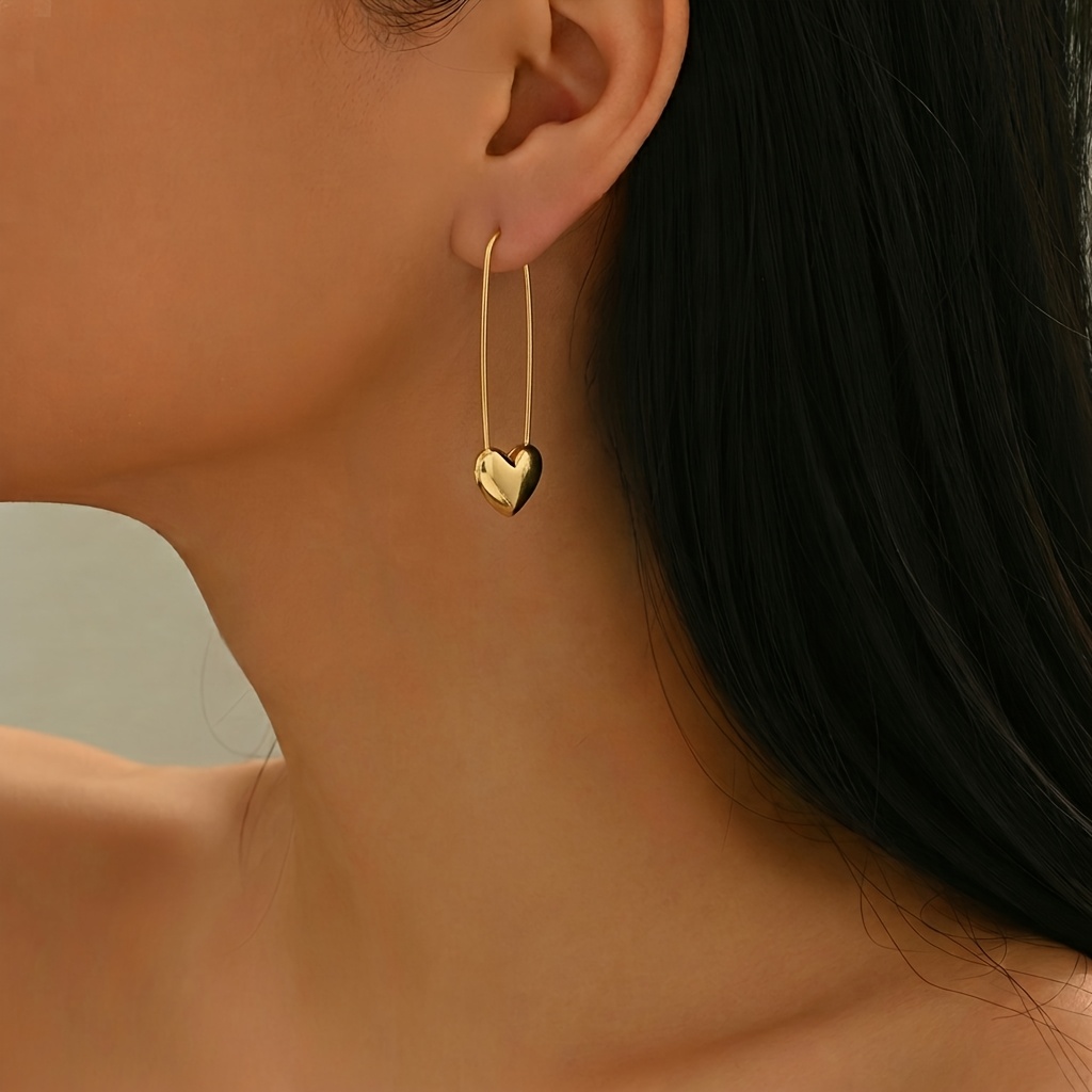 TEMU 1 paar nieuwe lente/zomer eenvoudige stijl geometrische hartspeld reversspelden en minimalistische oorbellen, geschikt voor alledaags veelzijdig