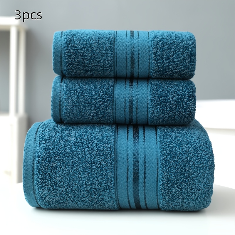 TEMU 3pcs Bath Towel Set, Solid Color, Absorbent Quick Drying, Soft And Skin-friendly, Adult Bath Towel, Towel, Fitness Bathroom Combination