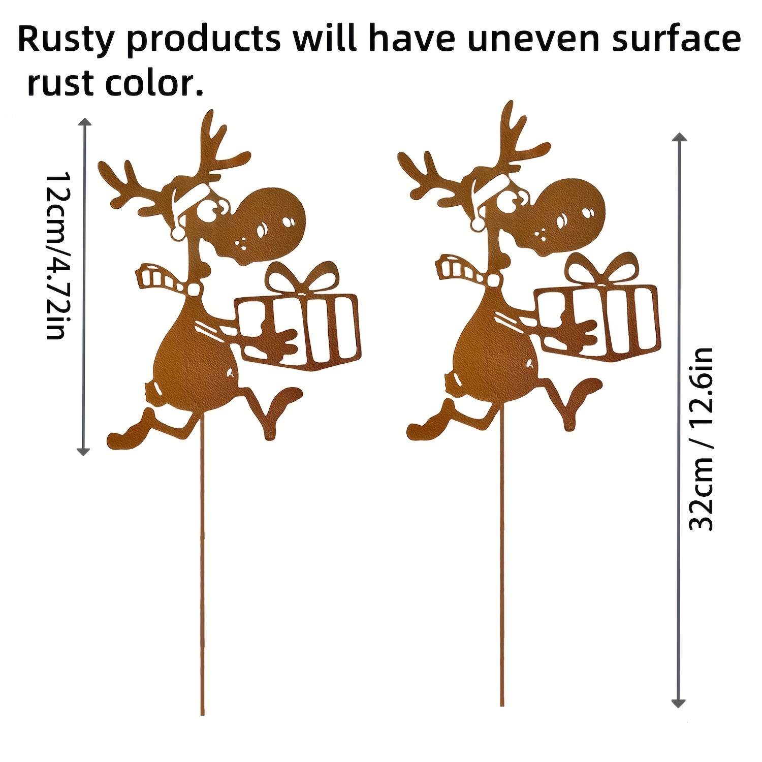 TEMU Lot de 2 plaques de sol décoratives de jardin en métal avec de Noël - Structure métallique durable et résistante aux intempéries - Décoration en